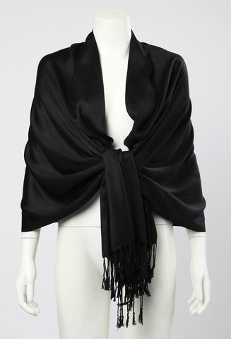 Yangtze Store Pashmina Wrap Shawl Scarf Plain Black Color PSH007