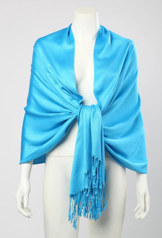 Yangtze Store Pashmina Wrap Shawl Scarf Plain Blue Color PSH001