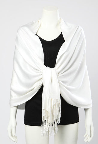 Yangtze Store Pashmina Wrap Shawl Scarf Plain White Color PSH009