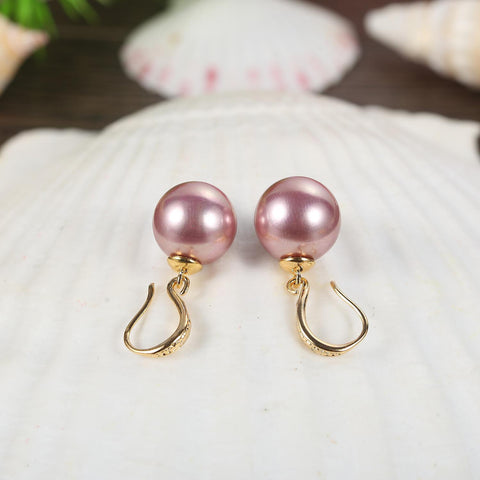 Yangtze Store Purple/Gold Pearl Earrings PEA001