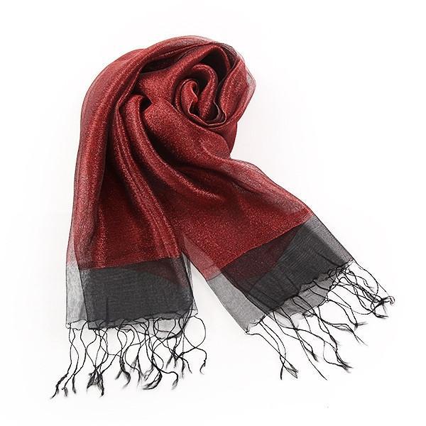 Silk and Viscose Organza Shawl Wrap Scarf Dark Red with Silver Threads –  Yangtze Store