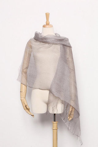 Yangtze Store Silk and Viscose Organza Shawl Wrap Scarf Silver COT605