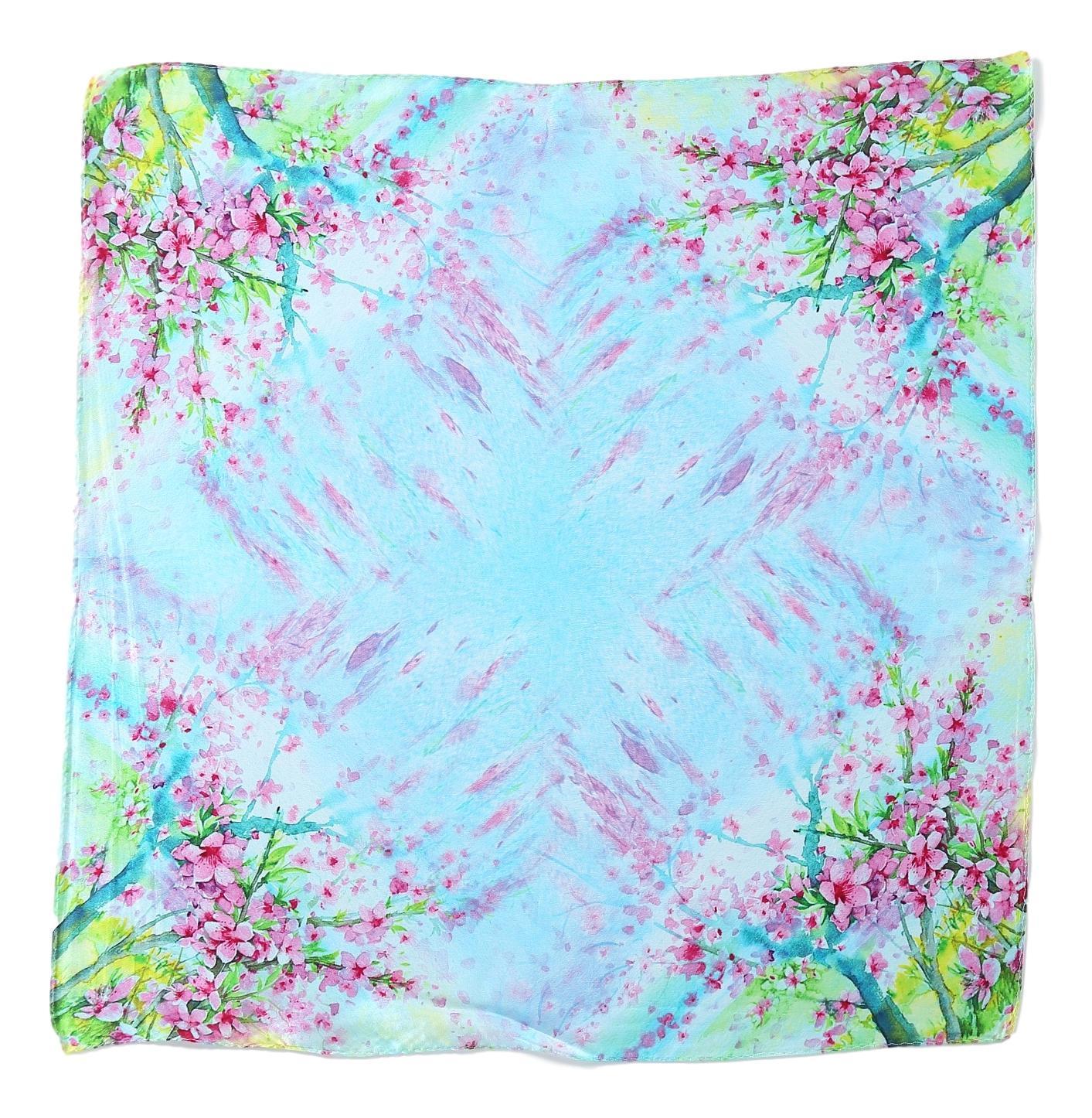 Silk Square – Neckerchief Silk XFD201 Yangtze Blue Scarf Store Small Floral Print