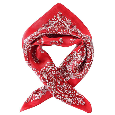 Yangtze Store Silk Neckerchief Small Square Silk Scarf Red Theme Paisley Print XFJ233