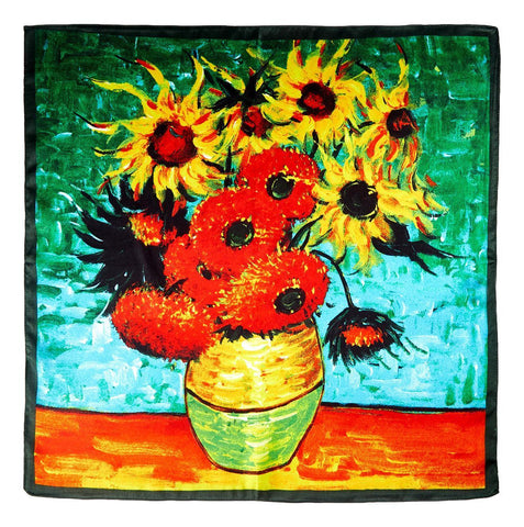 Silk Neckerchief Small Square Silk Scarf Sunflowers by Van Gogh XFJ408