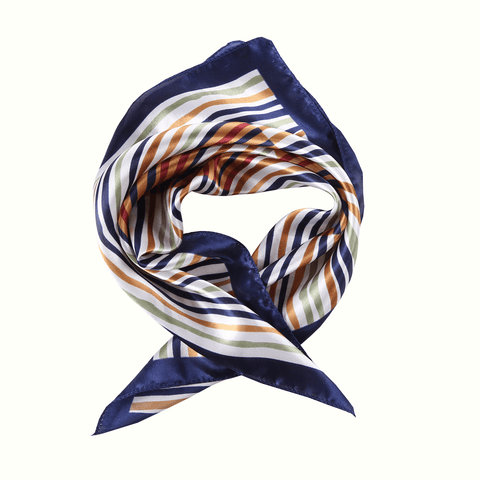 Yangtze Store Small Square Satin Scarf Neckerchief Navy Theme Striped Print XAT022