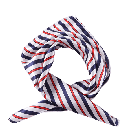 Yangtze Store Small Square Satin Scarf Neckerchief Red and Navy Striped Print XAT024