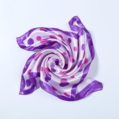 Yangtze Store Small Square Satin Scarf Purple Theme Polka Dot Print XAT018