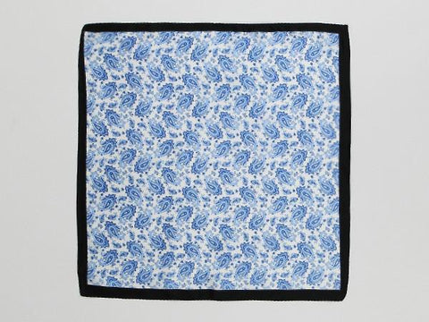 Yangtze Store Small Square Silk Satin Scarf Blue and White Theme Paisley Pattern XFJ024