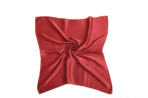 Yangtze Store Small Square Silk Satin Scarf Plain Red Color XFJ307