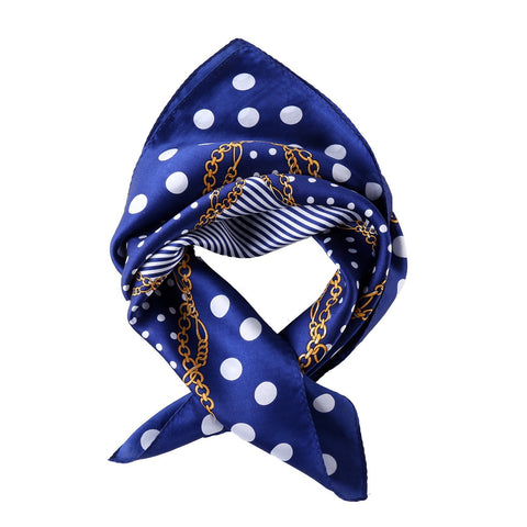 Yangtze Store Small Square Silk Scarf Neckerchief Blue Theme Polka Dot Print XFJ228
