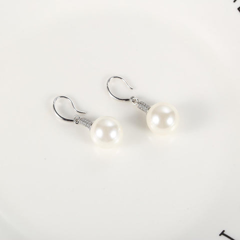 Yangtze Store White/Silver Pearl Earrings PEA102
