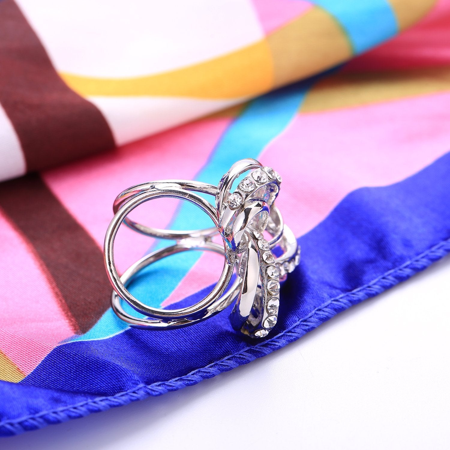 Wholesale075 Scarf Rings and Buckles-06 Silver Reversible (2 Pack)